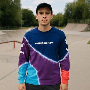 American Eagle x Young Money Tie Dye Long‎ Sleeve Shirt Party Grunge Unisex S